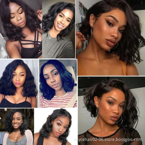 Hot Selling Short Bob Human Hair Wig Vendor 100% Brazilian Virgin Human Hair Pre Plucked Jerry Curl Bob Lace Front Wig